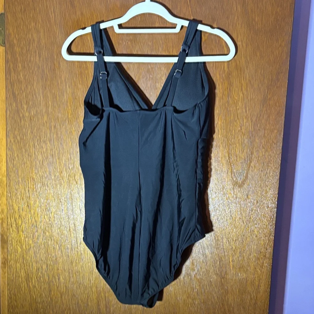 Aqua Green Black One Piece Swimsuit - Picture 3 of 7